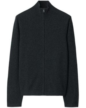 Burberry Cashmere Stand-Neck Knitted Cardigan - Black