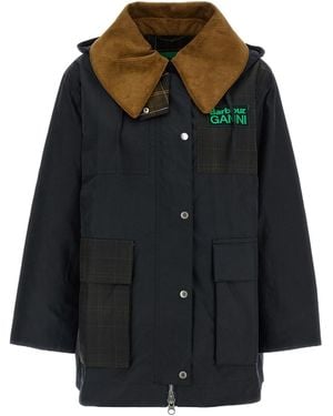Barbour X Ganni Waxed Duffle Coat - Black