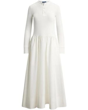 Polo Ralph Lauren Henley Knit Panel Dress - White
