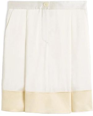 TOTEME Totême Contrast Satin-Trim Skirt - Natural