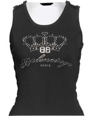 Balenciaga Color-Block Sleeveless Fitted Top - Black