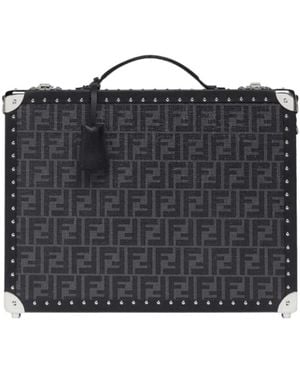 Fendi Ff Motif Medium Travel Suitcase - Black