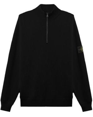 Stone Island Regular-Fit Half-Zip Jumper - Black