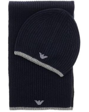 Armani Jeans Scarf And Hat Suit - Blue