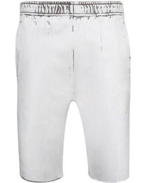MM6 by Maison Margiela Elastic Waist Frayed Shorts - White