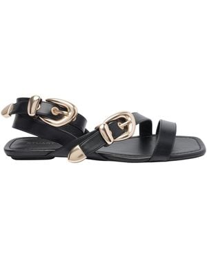 Stuart Weitzman Buckle Flat Sandals - Black