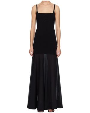 St. Agni Sheer Silk Circle Hem Maxi Dress - Black