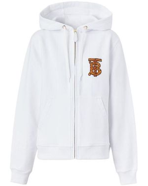 Burberry Tiger Tb Monogram Motif Hoodie - White