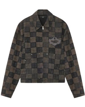 Amiri Checked Denim Jacket - Grey