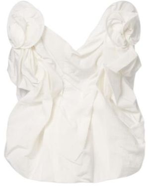 Magda Butrym Draped Cotton And Silk Bustier Top - White