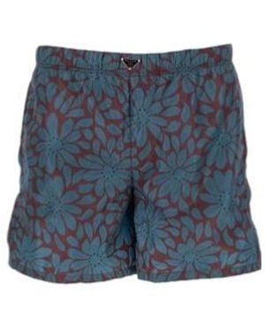 Prada Triangle-Logo Mid-Rise Swim Shorts - Blue