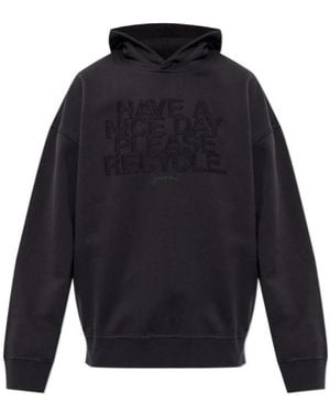 Ganni Logo-Embroidered Hoodie - Blue