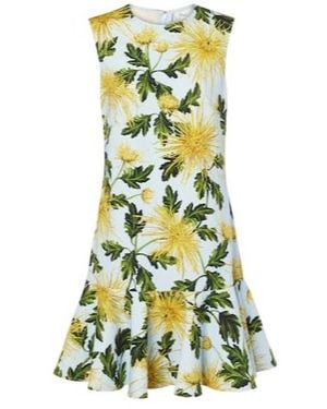 Oscar de la Renta Chrysanthemum Pattern Dress - Green