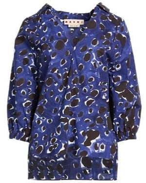 Marni Colorful V-Neck Long-Sleeved Top - Blue