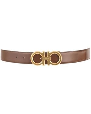 Ferragamo Reversible And Adjustable Gancini Belt - White