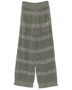 Brunello Cucinelli Sequin Striped Trousers - Grey