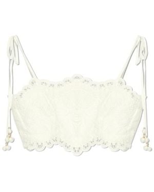 Zimmermann Ottie Embroidered Cropped Top - White
