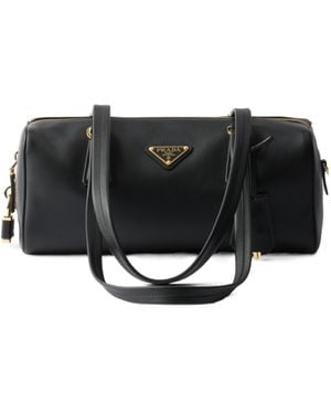 Prada Zipped Medium Tote Bag - Black