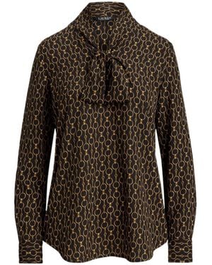 Ralph Lauren Real Leather Long-Sleeve Blouse - Brown