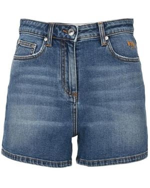 MSGM Logo Denim Shorts - Blue