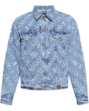 Versace Jeans Couture Lapel Long-Sleeved Denim Coat - Blue