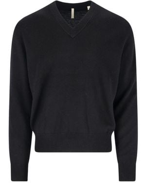 sunflower V-Neck Wool Knit Jumper - Black