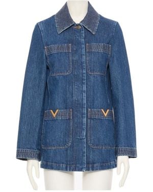 Valentino Logo Plaque Denim Jacket - Blue