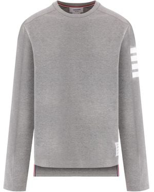 Thom Browne 4-Bar Striped Crewneck Sweatshirt - Grey