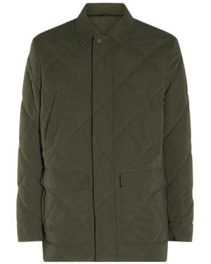 Canali Quilted Button-Front Coat - Green
