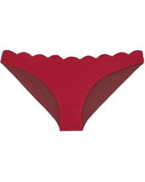 Marysia Swim Reversible Scalloped Seersucker Bikini Briefs - Red