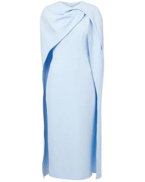 Safiyaa Oria Caped Crêpe Cocktail Dress - Blue
