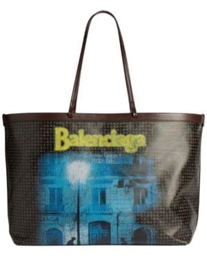 Balenciaga Select Large Printed Tote Bag - Blue