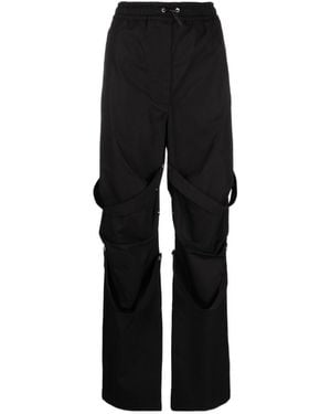 Palm Angels Logo-Print Straight-Leg Pants - Black