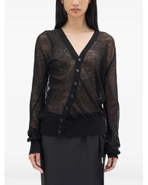 Ann Demeulemeester Crepe Wool Cardigan - Black