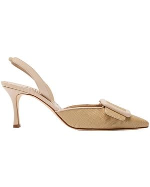 Manolo Blahnik Leather Court Shoes - Natural