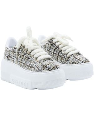 Casadei Platform Tweed Low-Top Trainers - White