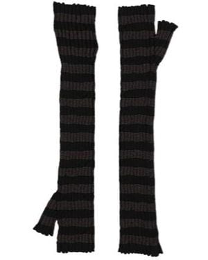 MM6 by Maison Margiela Striped Knitted Gloves - Black
