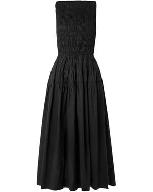 Doen Pleated Organic Cotton-Poplin Midi Dress - Black