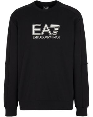 EA7 Visibility Cotton-Blend Crew-Neck Sweatshirt - Black