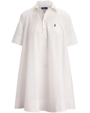 Polo Ralph Lauren A-Line Mini Shirt Dress - White