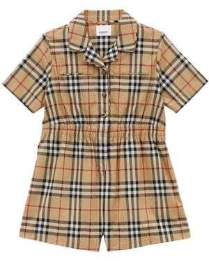 Burberry Vintage Check Stretch-Cotton Twill Playsuit - Metallic