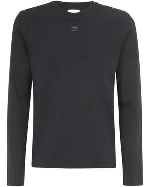 Courreges Logo-Patch Buttoned Sweater - Black