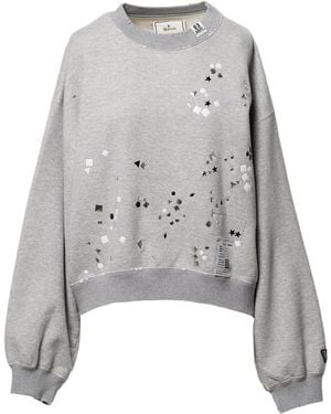 Maison Mihara Yasuhiro Stud-Embellished Distressed Sweatshirt - Grey