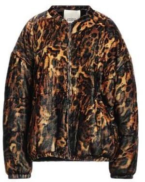 Isabel Marant Leopard Print Velvet Padded Coat - Brown