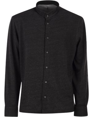 Brunello Cucinelli Mandarin-Collar Shirt - Black