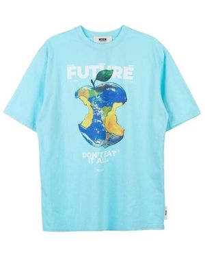 MSGM Item O-Neck Short-Sleeved T-Shirt - Blue
