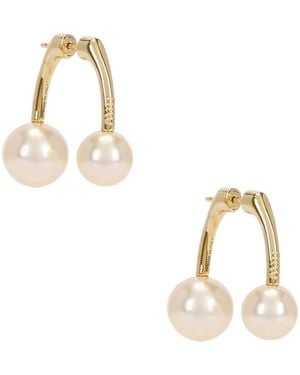 Miu Miu Faux Double-Pearl Earrings - Metallic