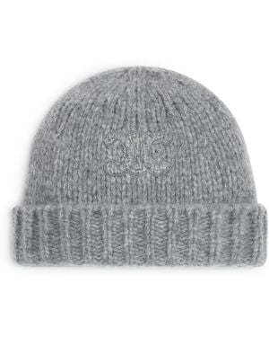 Celine Triomphe Cashmere And Silk Hat - Grey