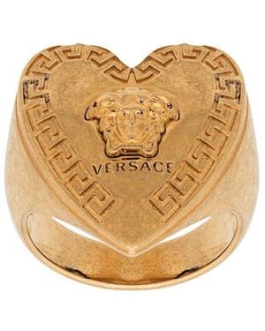 Versace Heart-Shaped Medusa Pattern Ring - Natural