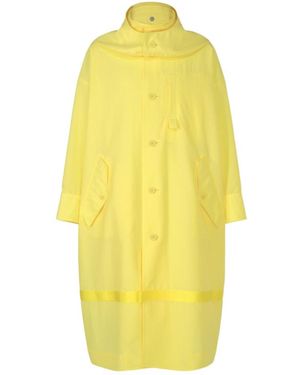 Homme Plissé Issey Miyake Carrier Carried Hooded Logo-Print Coat - Yellow
